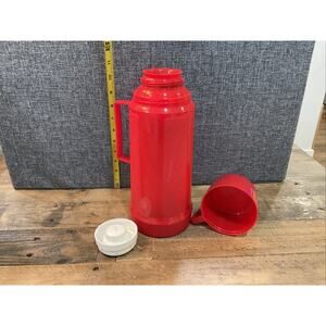Thermos King Seeley Super Quart Red Vintage – Complete Cup & Stopper – Works